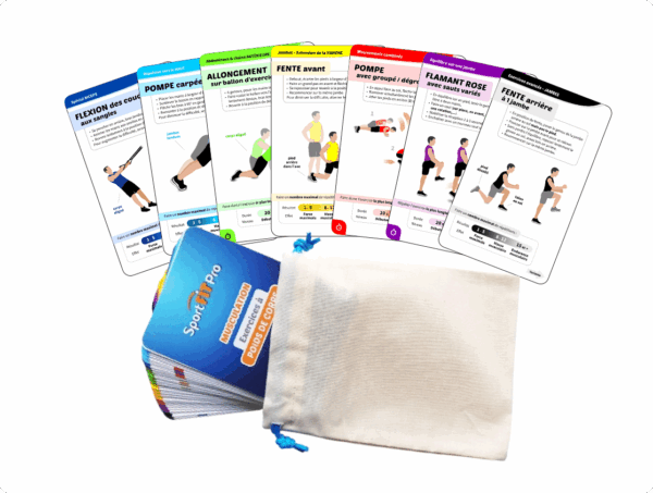 Image boutique - Fiches SportFitPro - PdC A6 sac coton Fiches Musculation - EXERCICES À POIDS DE CORPS